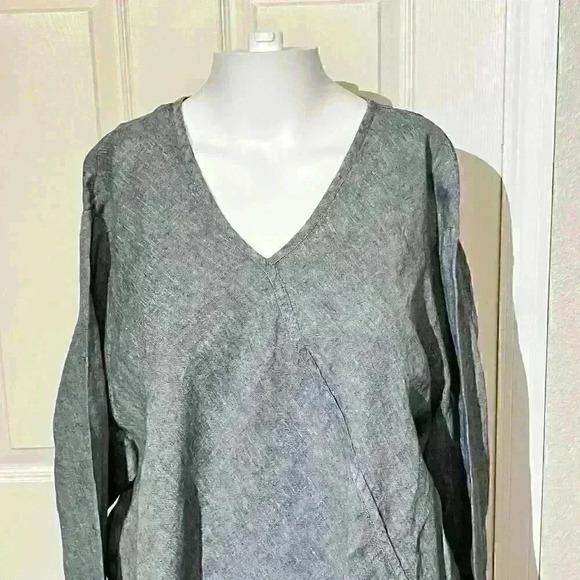 FLAX By Jeanne Engelhart Linen V Neck Lagen Tunic Shirt Top Womens Size Large - Picture 4 of 7